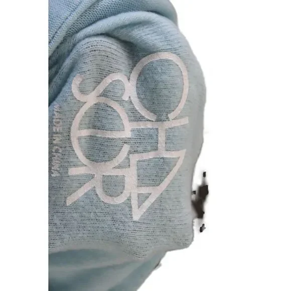 Chaser Womens Pullover Hoodie Light Blue Drawstring Ski Graphic Size S - Picture 4 of 6